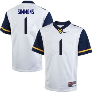 Men's West Virginia Mountaineers NCAA #1 T.J. Simmons White Authentic Nike Stitched College Football Jersey JO15B83UO